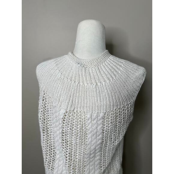 Specialty House White Crochet Sweater Cardigan Vest Large Button Boho Fisherman - Picture 3 of 11